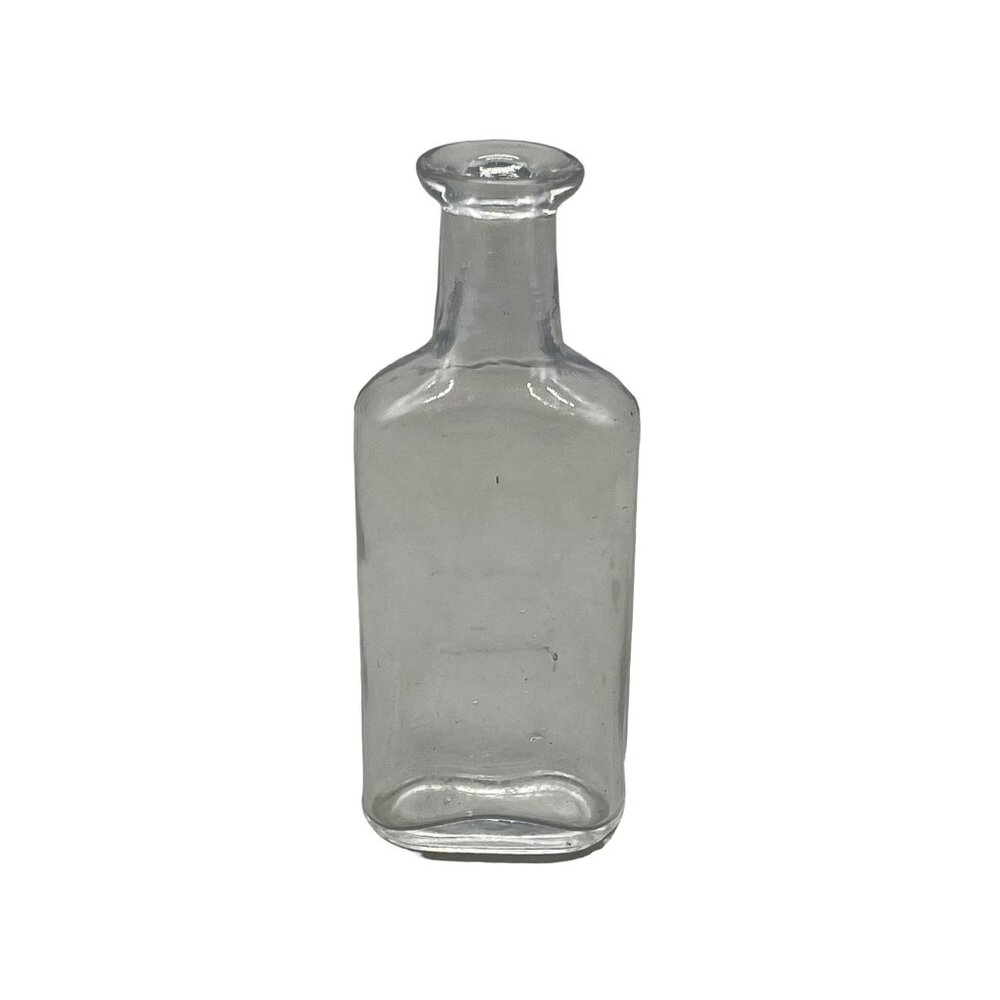 vintage Glass Bottle Clear Rectangle Shaped Apothecary Medicine Container READ
